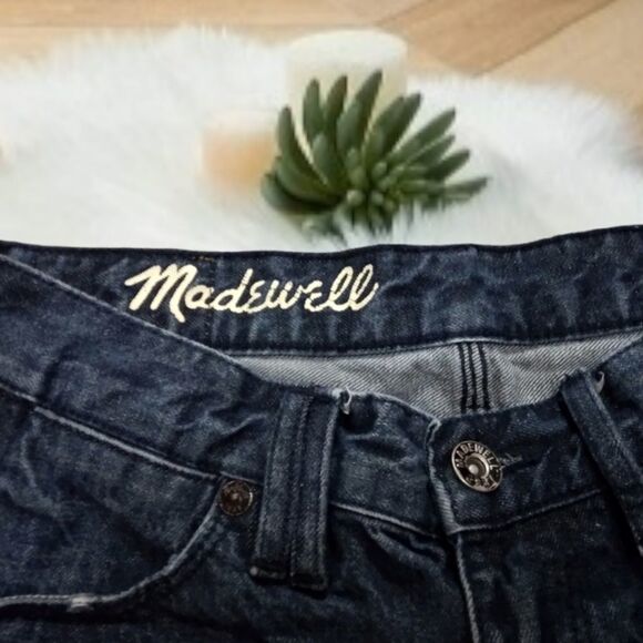 MADEWELL DARK WASH DENIM CUFFED SHORT SHORTY SHORTS - Picture 6 of 12